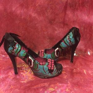 Iron Fist Frankie Platform Peep Toe Ribbon Pumps